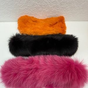 3 Fur Headbands 1 Neck warmer